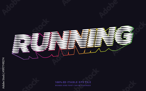 Running 3D editable text style effect