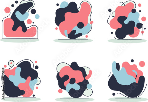 Abstract organic shapes in a modern flat design with pastel colors and clean lines