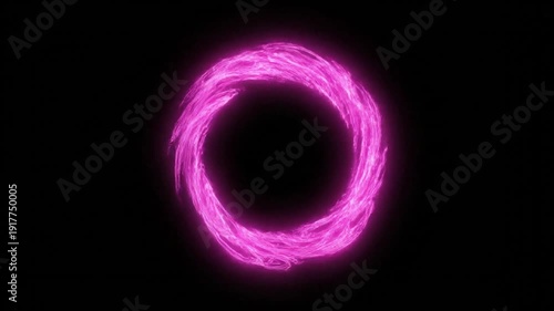Vibrant pink neon circle glowing brightly in darkness