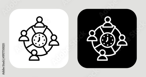 Age Group Icon In Black and White Line Style