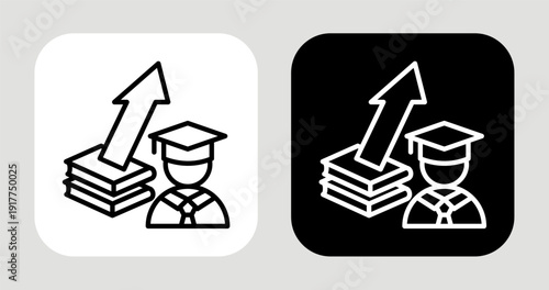 Education Level Icon In Black and White Line Style