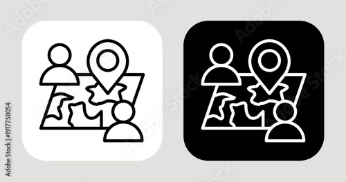 Location Density Icon In Black and White Line Style