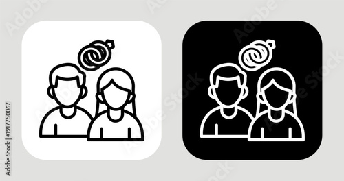Marital Status Icon In Black and White Line Style