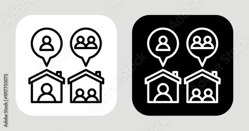 Living Arrangement Icon In Black and White Line Style