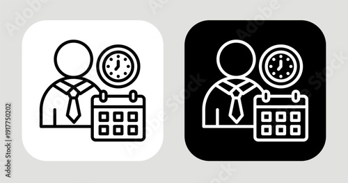 Work Pattern Icon In Black and White Line Style