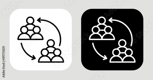 Community Icon In Black and White Line Style