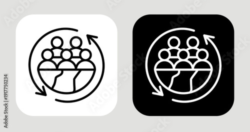 Population Mix Icon In Black and White Line Style
