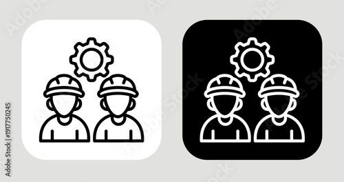 Labor Force Icon In Black and White Line Style