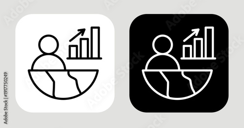 Economic Region Icon In Black and White Line Style