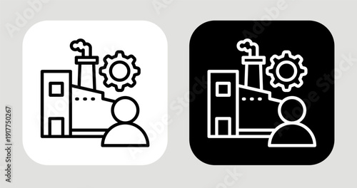 Employment Sector Icon In Black and White Line Style