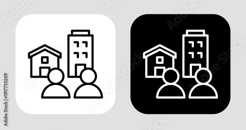 Settlement Type Icon In Black and White Line Style