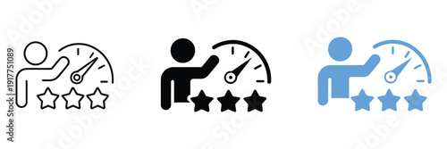 Over confidence icon set, multiple style collection with exaggerated self-belief, overestimation