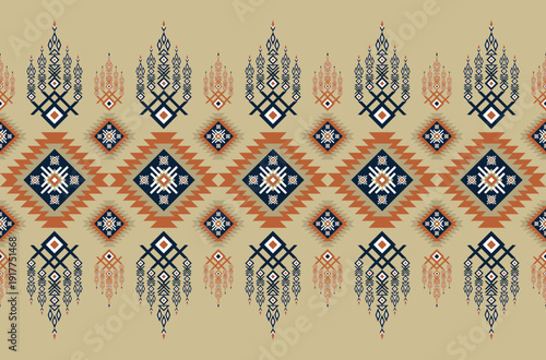 Geometric ethnic Navajo seamless abstract pattern. Native American ethnic repeat vector illustration. For background , wallpaper, clothing, decorative, textile, texture, ornament, wrapping, batik
