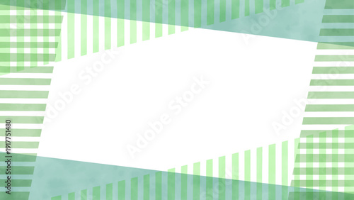 ストライプと直線のナチュラルフレーム　グリーン