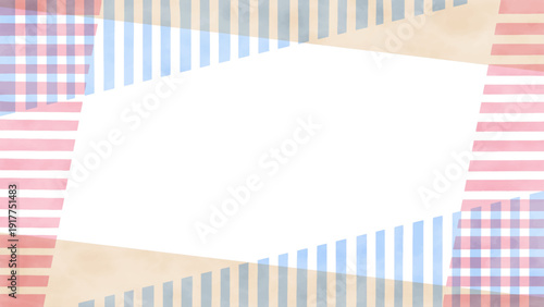 ストライプと無地のナチュラルな水彩風フレーム