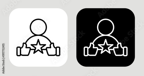 Social Recognition Icon In Black and White Line Style