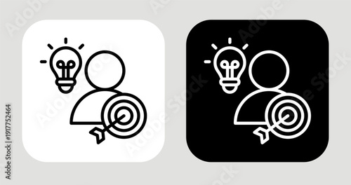 Inner Motivation Icon In Black and White Line Style
