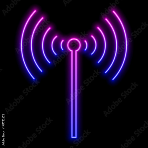 Neon vector illustration Wi-Fi free vector illustration in pink and blue colors. Stylish and modern design, perfect for advertising and informational materials.
