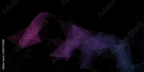 Abstract geometric background with connecting dots and lines with low poly triangle shapes. Polygonal Mesh Background Vector design digital technology concept Global network connection data structure.