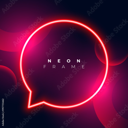 glowing red neon chat bubble with empty space