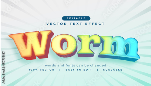 modern style worm text effect font design