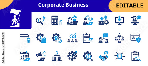 Professional Business Growth Marketing and Finance Icons Collection