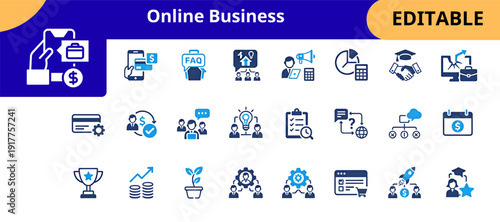 Modern Online Business Website Management Icon Collection