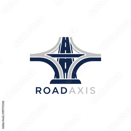 Geometric highway bridge icon for infrastructure firm brand logo ROADAXIS