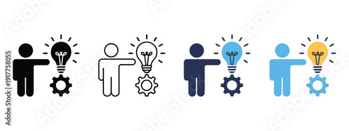 Proactive icon set, multiple style collection featuring initiative, forward thinking, planning, and problem prevention symbols