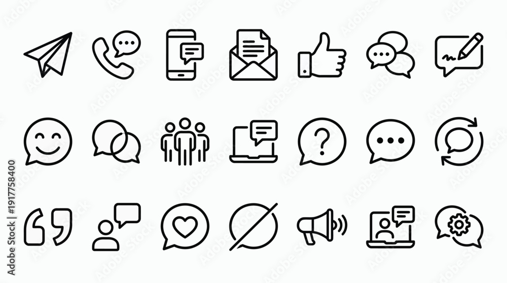 Fototapeta premium Message, talk, chat, speech bubble, sms, dialogue editable stroke outline icon isolated 