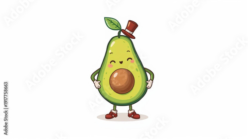 cute avocado wearing hat and shoes