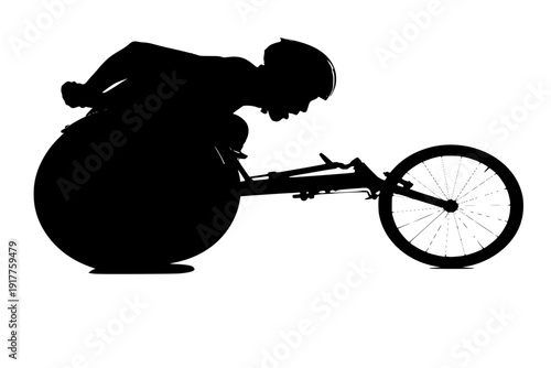 Wheelchair Marathon Racer Silhouette Vector for Paralympic Sports Inclusion and Athletic Achievement