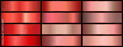 premium royal red gradients swatch palette. red metal gradient. realistic red.