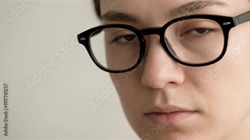 Focused Adjustment Of Eyeglasses Close Up Moment