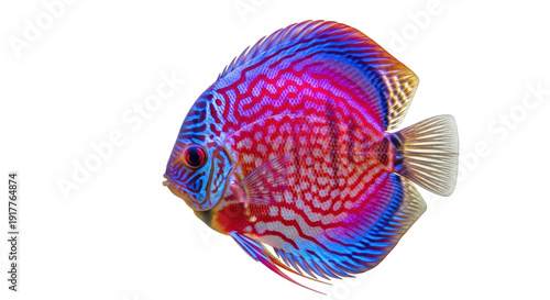Принти на полотні Isolated Symphysodon discus fish swims, a freshwater perciform popular aquarium