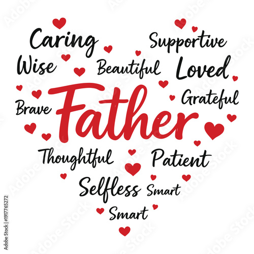 Father Heart Word Cloud Typography