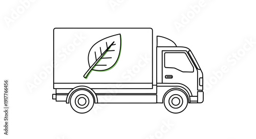 Green delivery truck with leaf symbol for eco friendly transport.