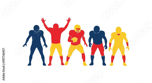 American Football Players Silhouettes.