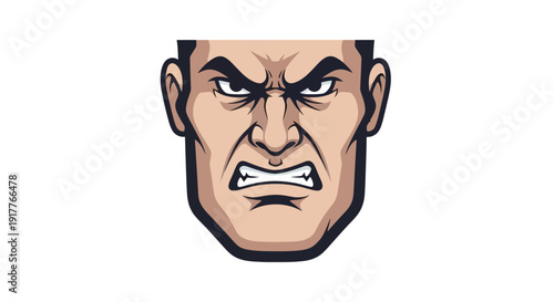 Angry Cartoon Man Face.