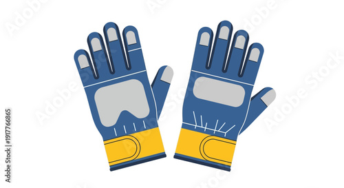 Blue Work Gloves Illustration.