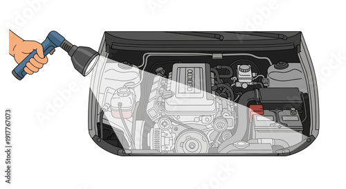 Car Engine Refueling Illustration.