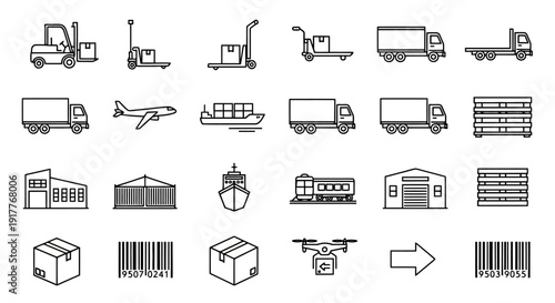Logistics and shipping icons set vector illustration.