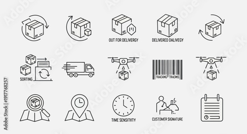 Logistics and Delivery Service Icons Set.