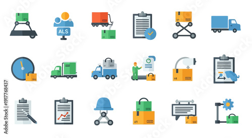 Logistics and Delivery Icons Set Vector Illustration.