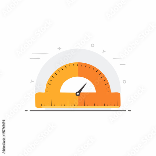 Illustration of a yellow protractor measuring angles in a math or geometry lesson
