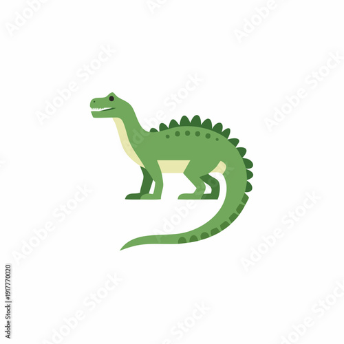 Cartoon illustration of a green dinosaur in profile, prehistoric animal concept.