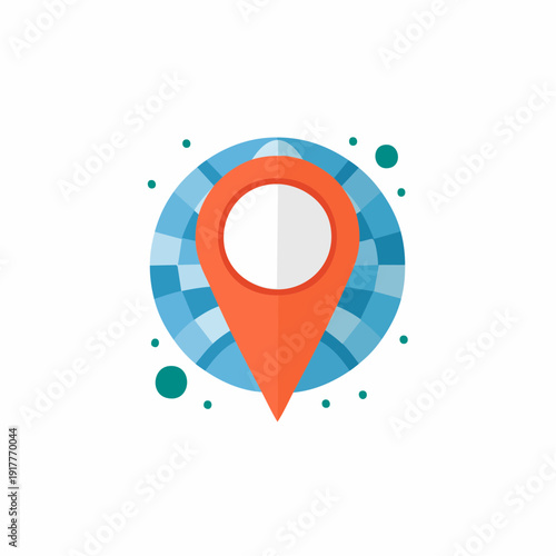 Location marker on globe icon, world map, business travel, geo location symbol