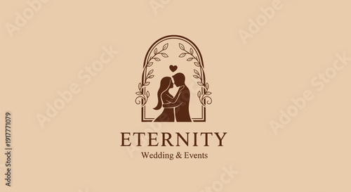 Eternity Wedding and Events Logo with Romantic Couple Silhouette.