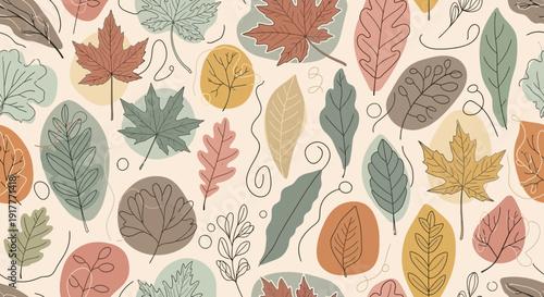 Autumn leaves pattern illustration seamless design for background texture