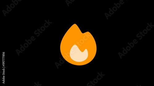 Fire emoji loop animation. Glowing flame icon with smooth motion. Streak indicator. Social Media digital reaction. Messenger live sticker.  Seamless burning icon. Alpha with Transparent Background